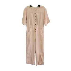 Madewell Womens Top-Stitched Coverall Jumpsuit Blush Short Sleeve Utility Size 0